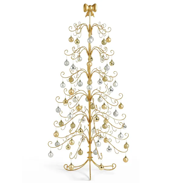 Sapin Noël 6pi or fer nœud PVC (sans accessoires)