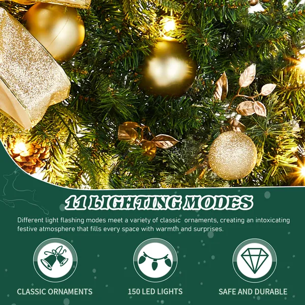 Couronne Noël 60po pré-éclairée, 220 lumières, 600 branches, vert
