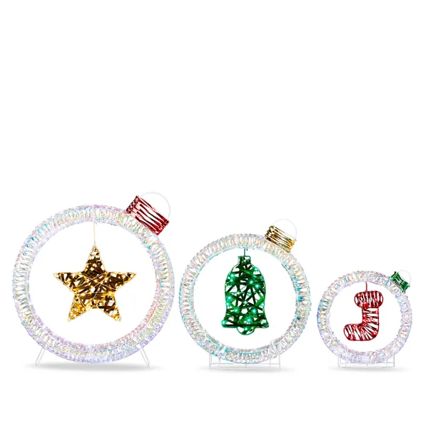 Décorations Noël Ampoule Ajourée 3pcs - 295 DEL Blanches