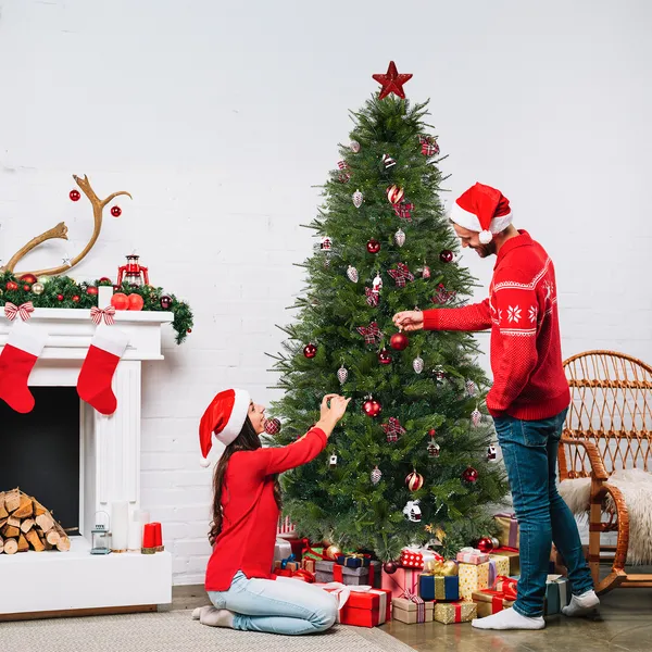 Sapin Noël artificiel 7,5 pi, 400 lumières LED blanches chaudes