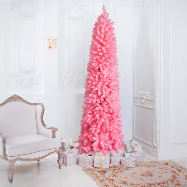 Sapin Noël artificiel 7,5 pi, hinged, rose, 1075 branches