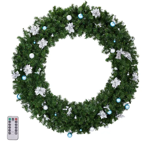 Couronne Noël 48po prééclairée 150 lumières LED