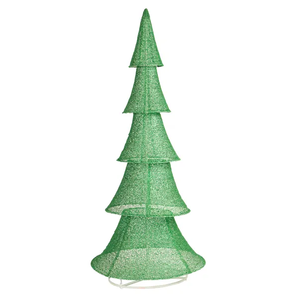 Sapin Noël éclairé 6pi 200 LED blanc chaud, à tirer, décoration extérieur