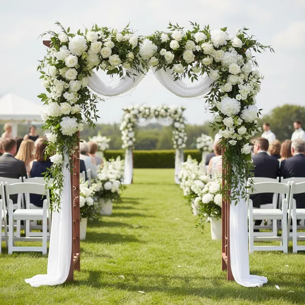 Arche mariage treillis bois décor jardin pergola Noël