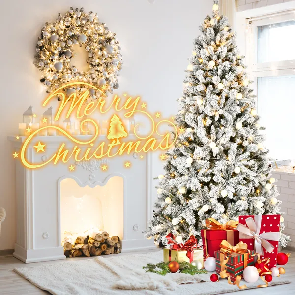 Sapin Noël artificiel 8pi, 1793PE/PVC, 470L blanc chaud, base charnière