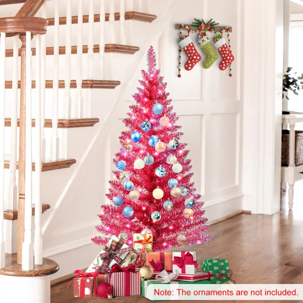 Sapin Noël artificiel 4 pi rouge, 50 lumières UL, 122 branches