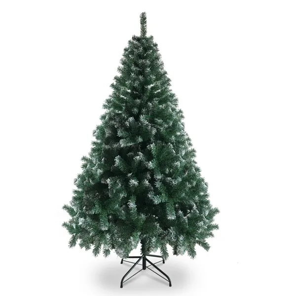 Sapin Noël 6pi blanc, pieds fer, 812 branches PVC
