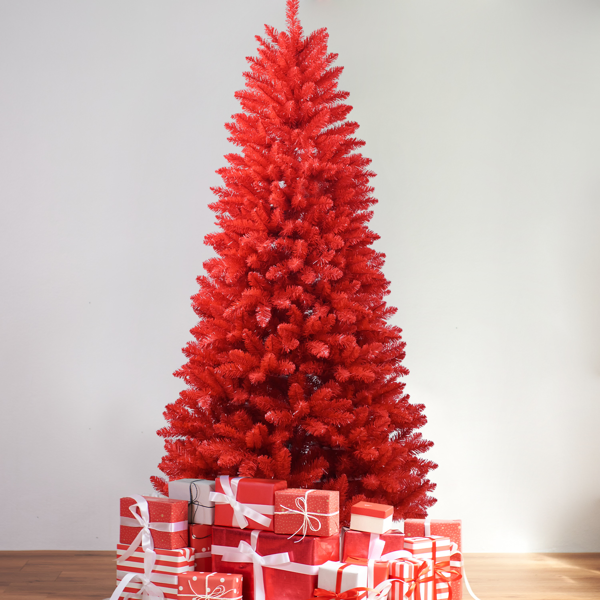 Sapin de Noël 5FT rouge, 624 pointes, branches articulées