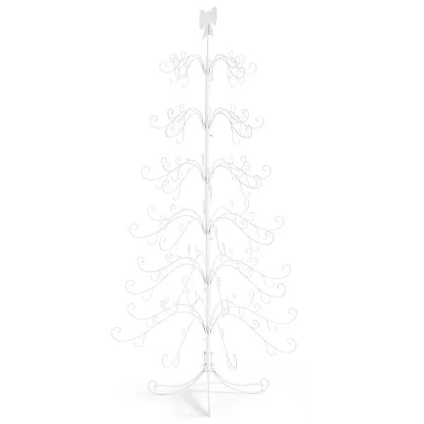 Sapin Noël 6pi blanc PVC métal nœud décor quotidien