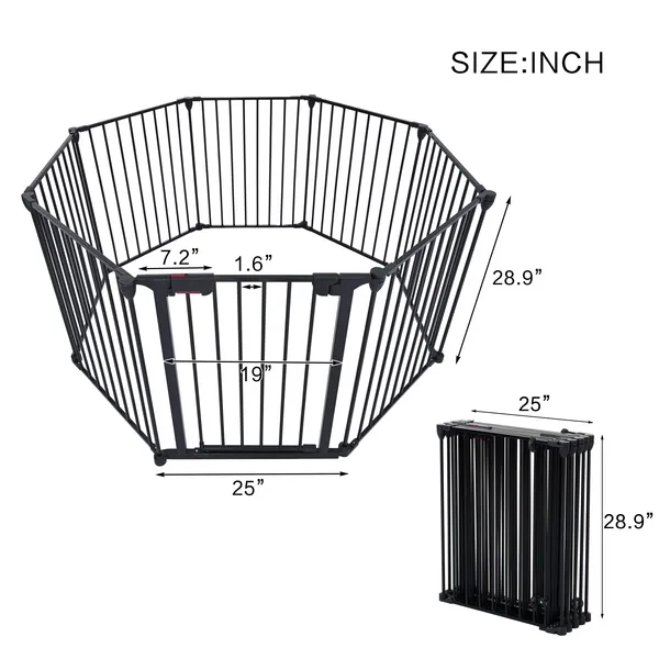 Barrière 200" 8 panneaux métal foyer escaliers, réglable