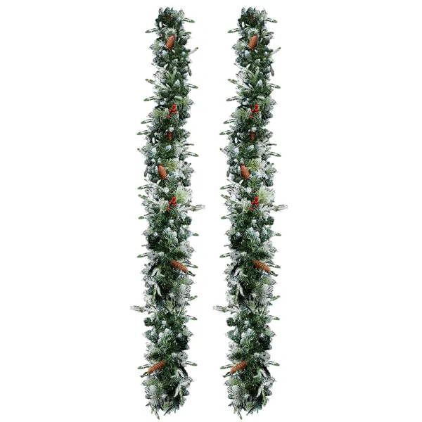Guirlande Noël éclairée 9pi, 200 lumières chaudes, 440 branches, rouge
