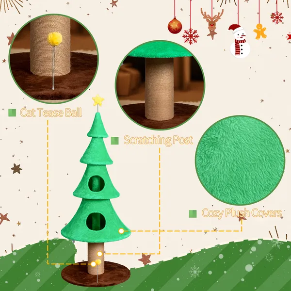 Tour à chat Noël 59po avec 2 condos - Vert