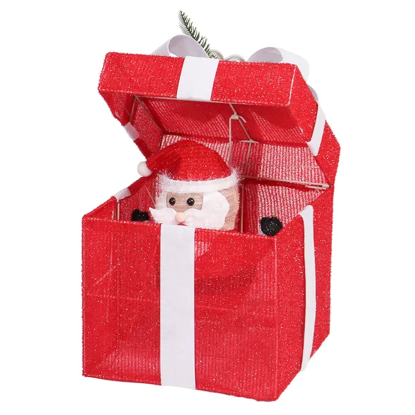 Boîte cadeau motorisée Santa 12po 60 LED décor Noël intérieur extérieur