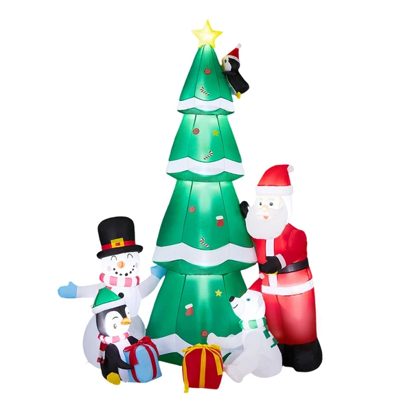 Décoration gonflable Noël 7,5pi, sapin avec LED, vert