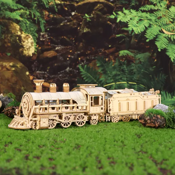Puzzle 3D bois train mécanique modèle cerveau construction