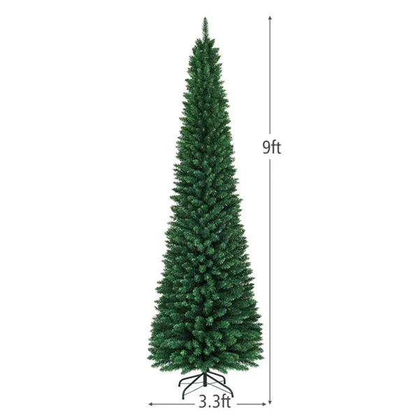 Sapin Noël mince 9 pi PVC 1500 branches floconné