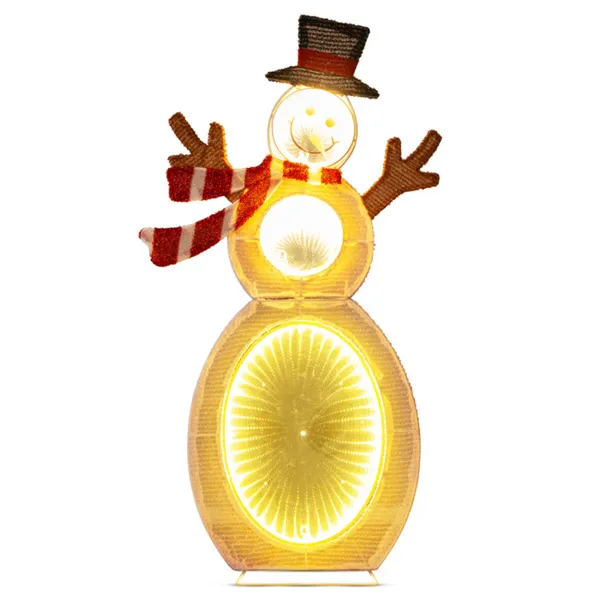 Décoration Noël bonhomme neige LED support métal