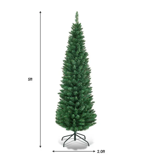 Sapin Noël mince 5pi 220 branches PVC floqué compact