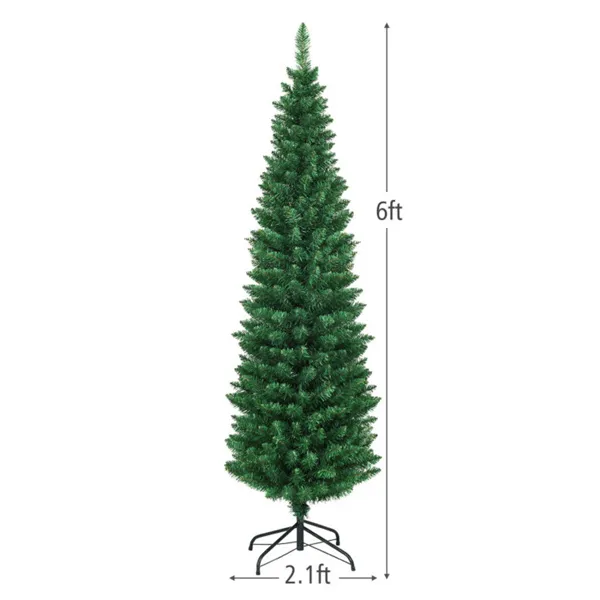 Sapin Noël mince 6pi 400 branches PVC 300 lumières