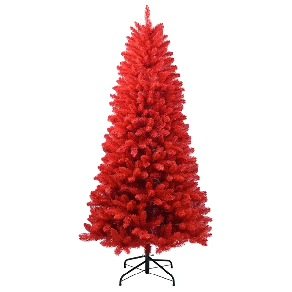 Sapin Noël rouge 5 pieds 624 branches PVC base charnière