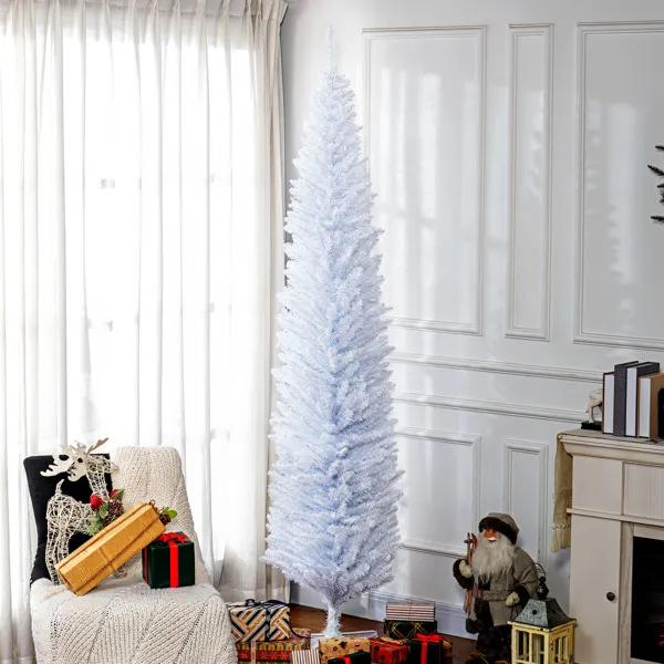 HOMCOM Sapin Noël 8' artificiel 618 branches, blanc