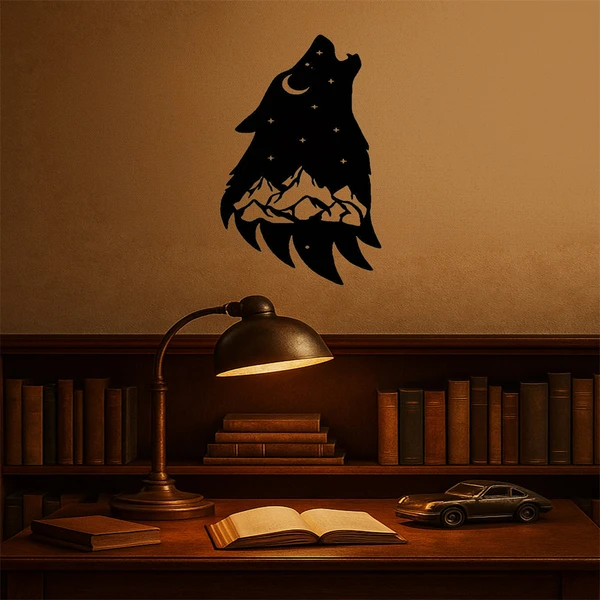 CIFbuy Loup hurlant gothique art métal noir, décor dark academia Noël