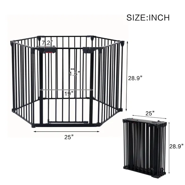 Barrière sécurité 150" 6 panneaux métal 6 portes