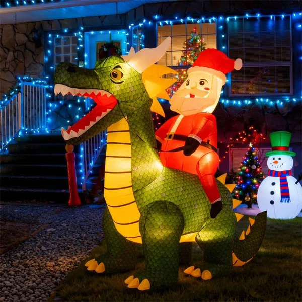 Père Noël gonflable dinosaure 6,7pi 5 LED