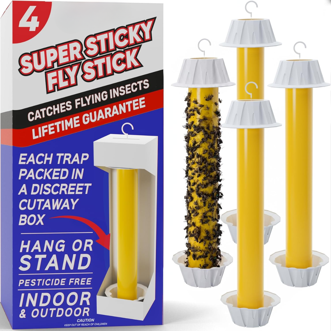 4 pièges collants mouches intérieur/extérieur