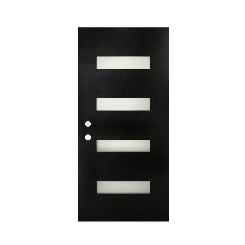 Porte d'entrée fibre de verre 36 x 80, verre dépoli, fini noir