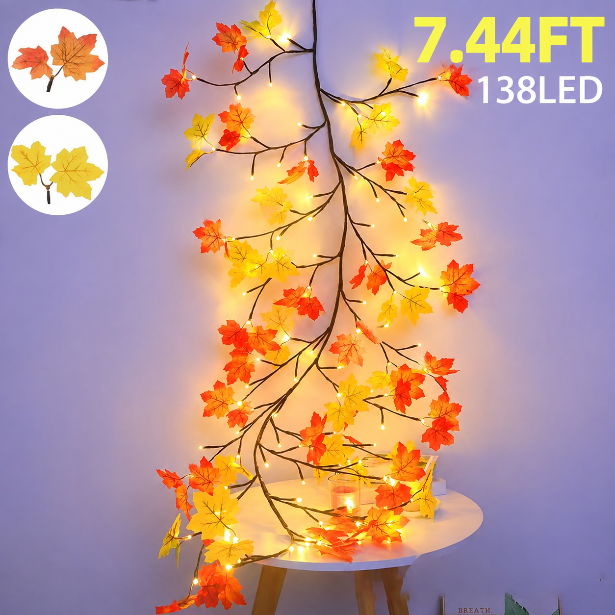 Guirlande lumineuse branche saule 138 DEL télécommande USB 8 modes