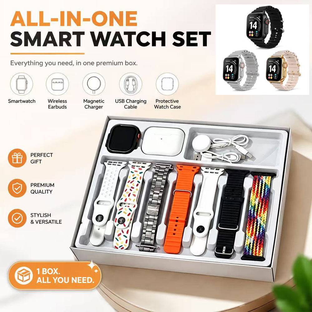 Montre intelligente 10-en-1 écouteurs sans fil bracelets coffret cadeau
