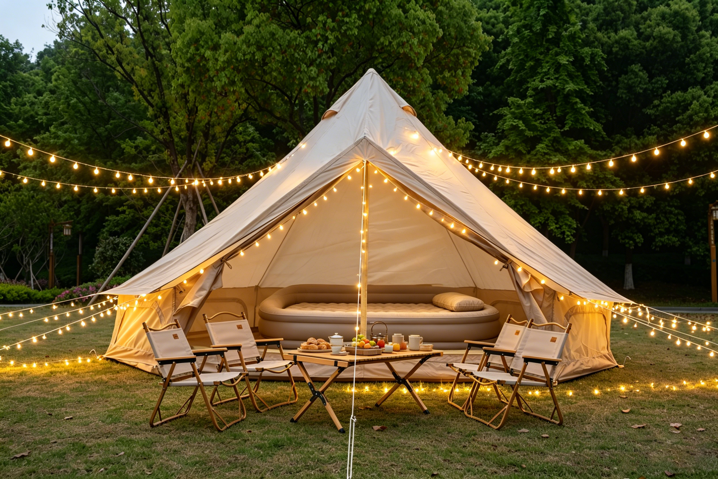 Tente Bell Oxford 9,8pi yurt camping glamping 3-4 personnes, beige