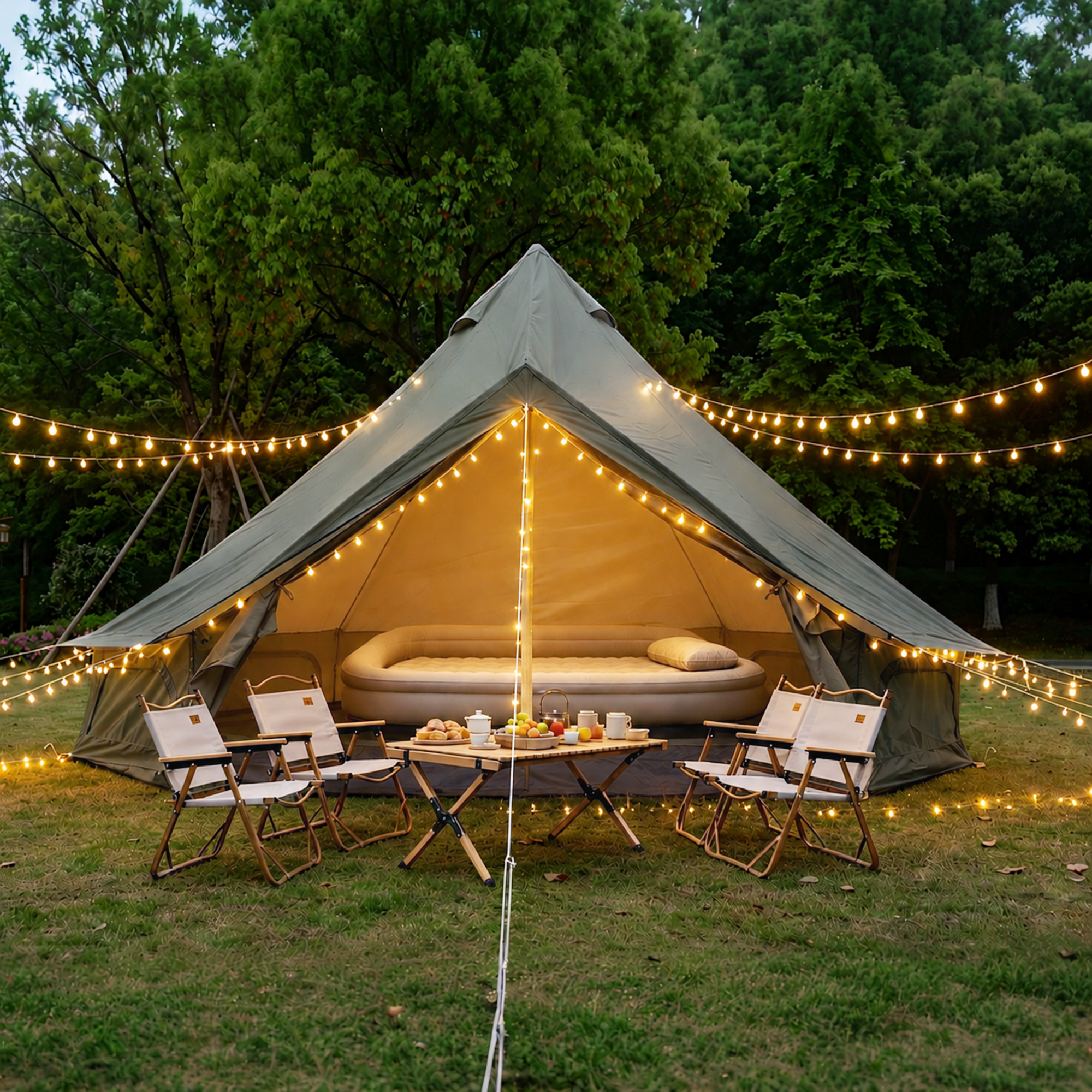 Tente Bell Oxford 9,8 pi, glamping 3-4 pers., 4 saisons, vert