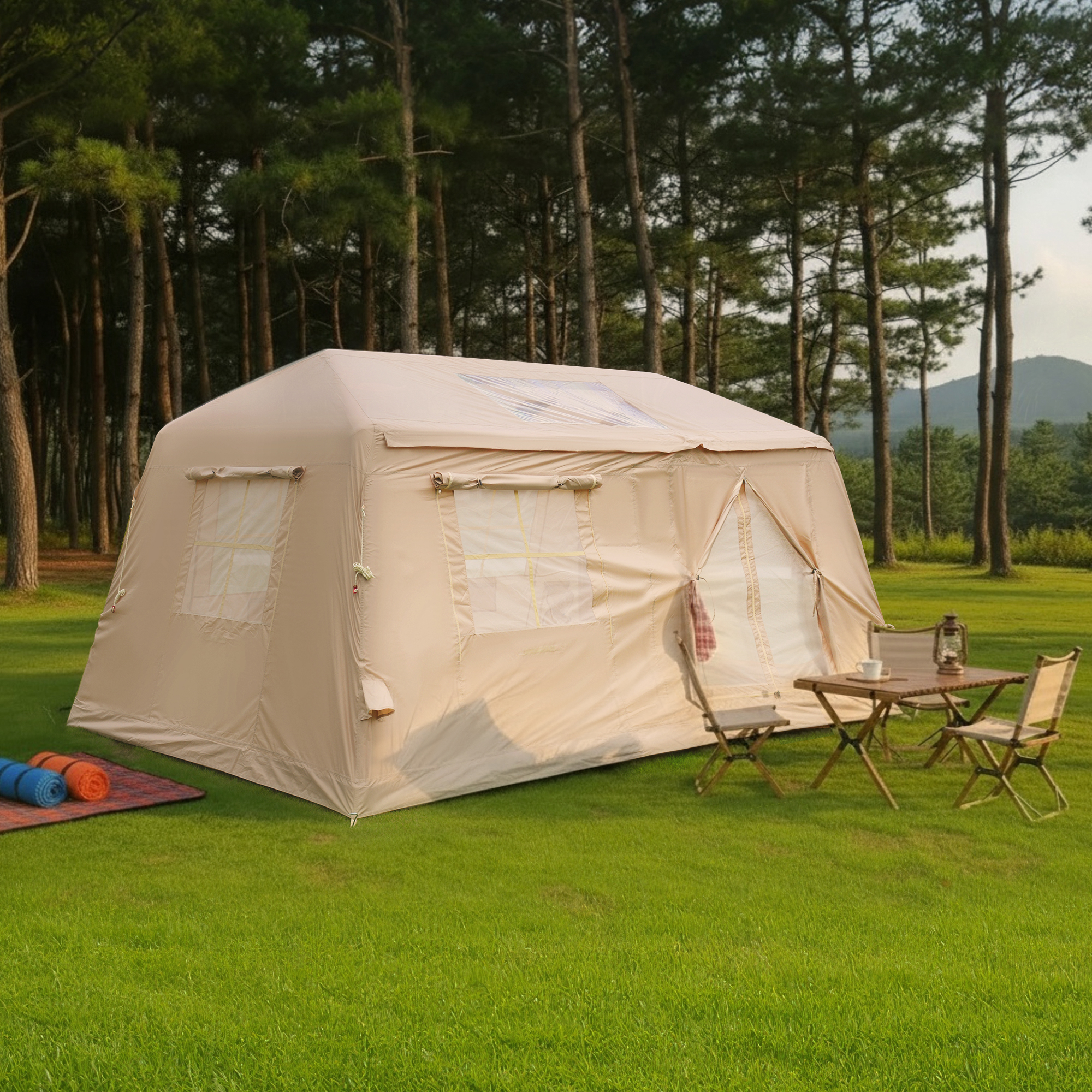 Tente gonflable camping 11m² 4-8 personnes