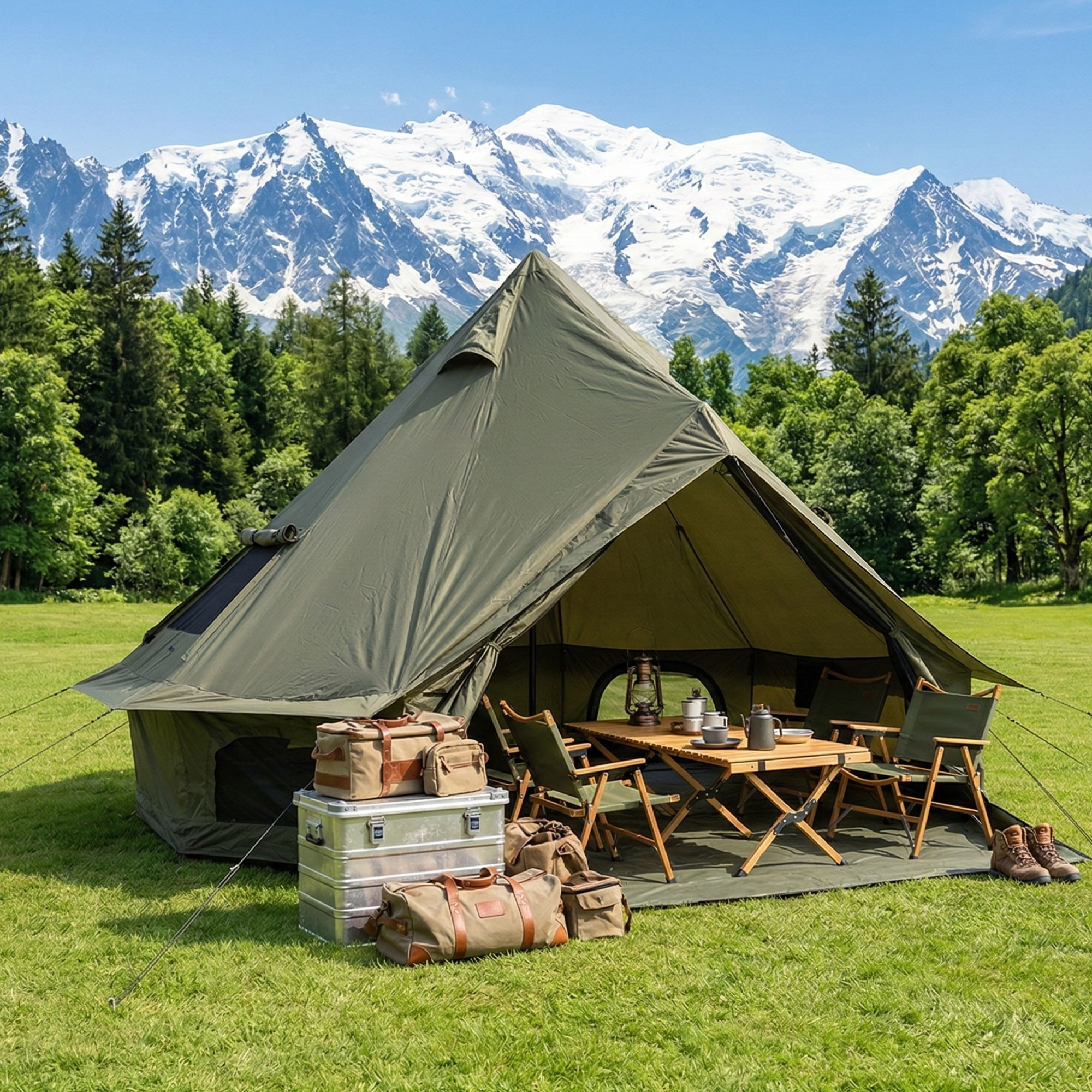Tente cloche 4 saisons 9.8pi verte glamping