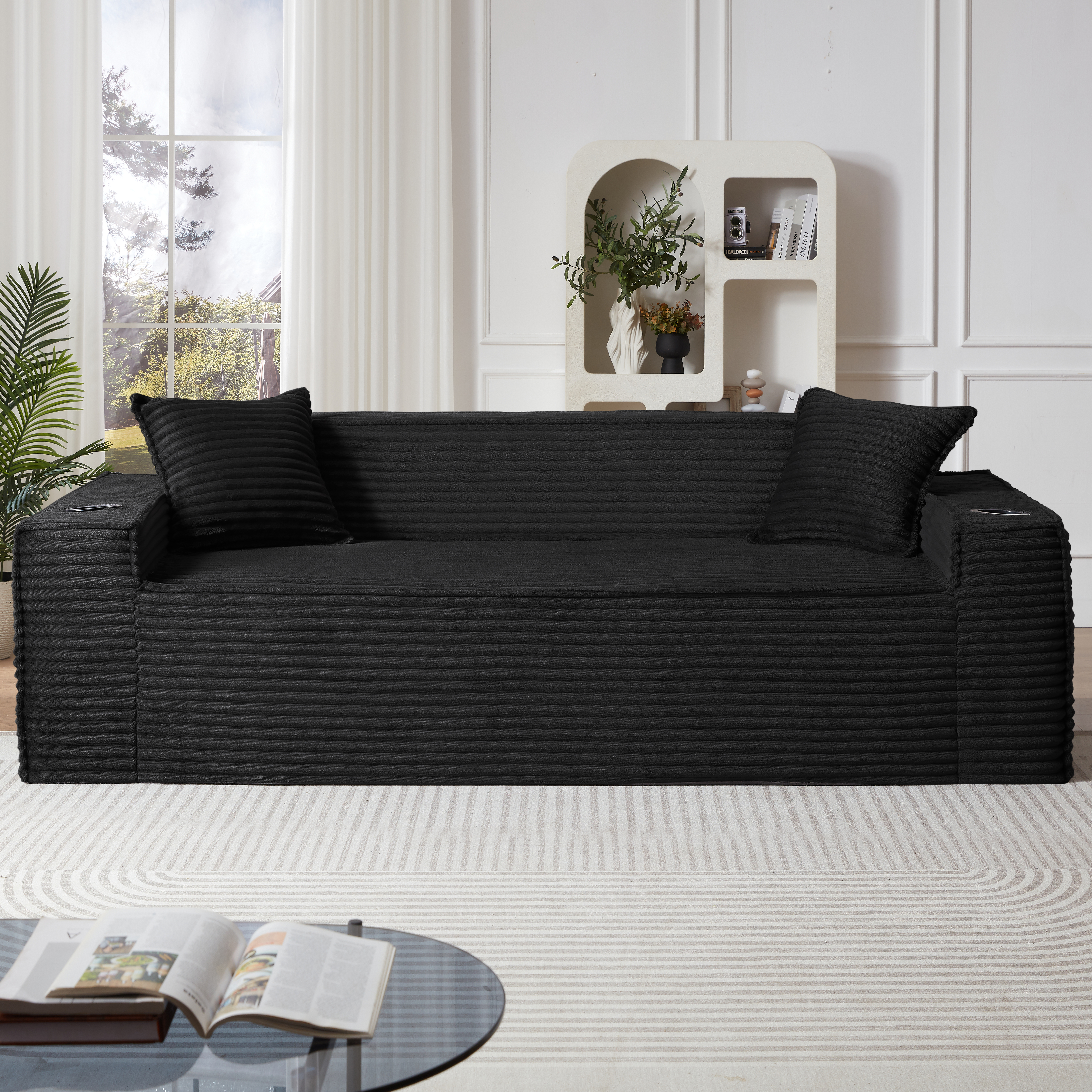 Sofa 3 places sans ossature, assemblage rapide, compact studio bureau