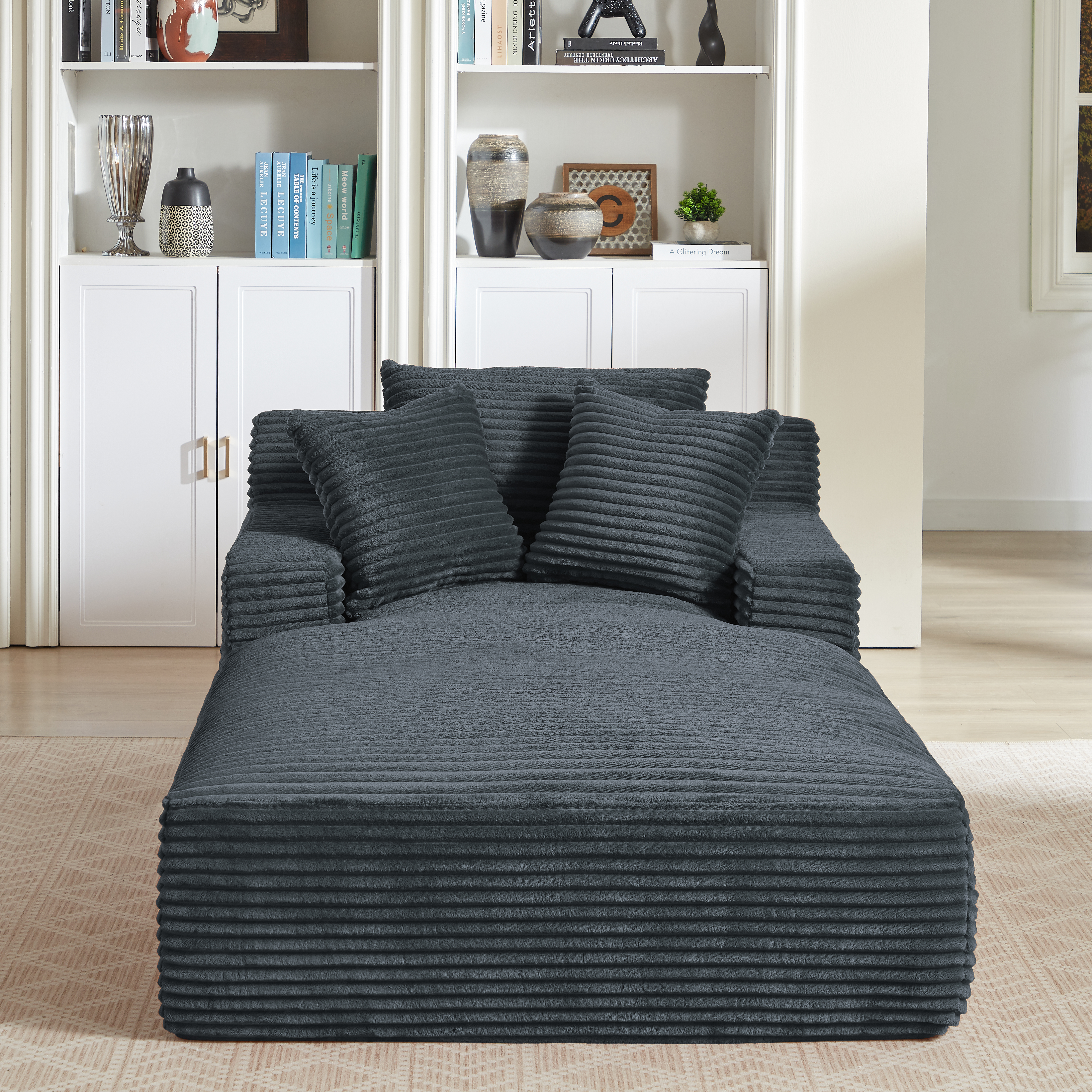 Méridienne corduroy grand format sans assemblage