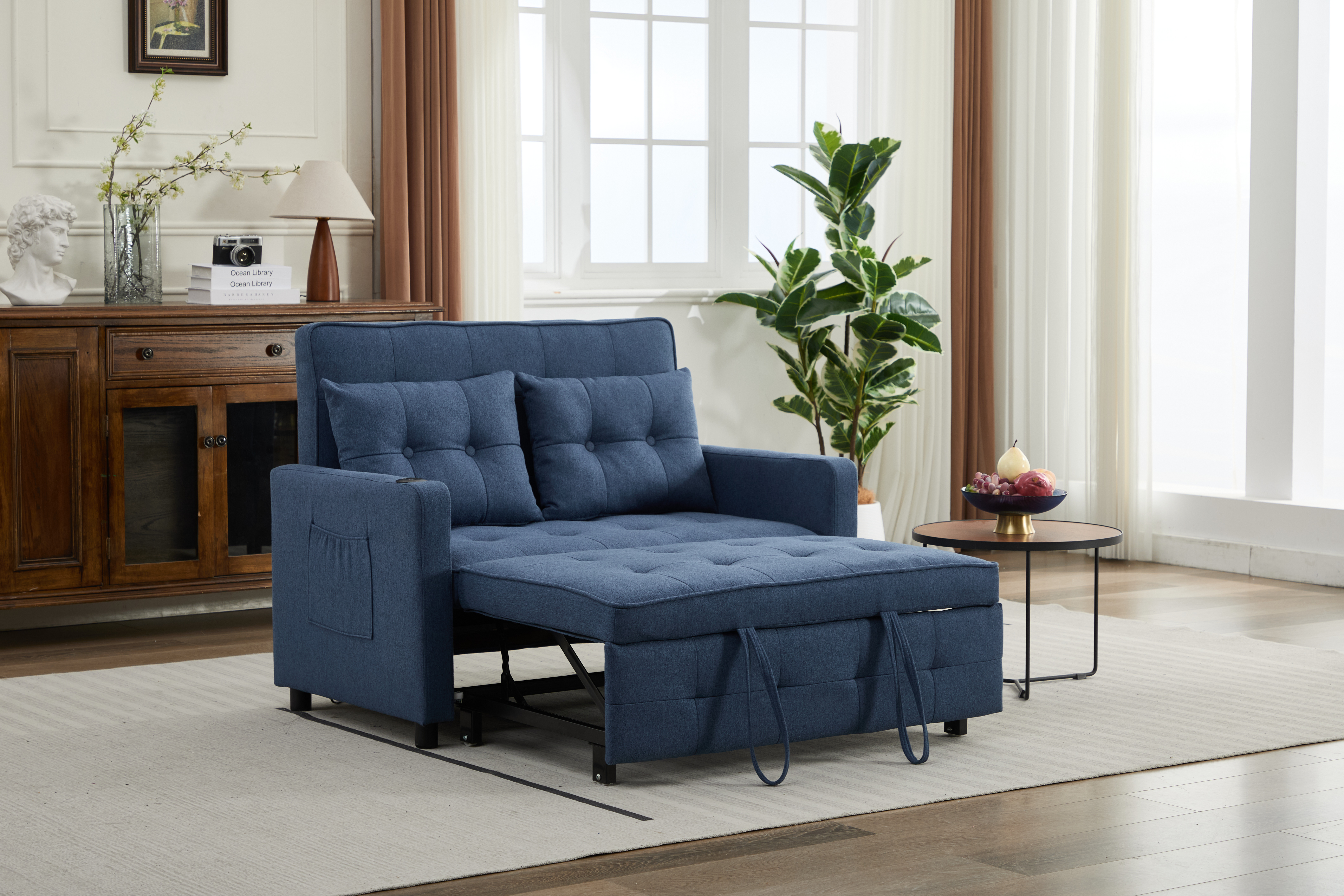 Fauteuil convertible 3 en 1 lit, ports USB, marine