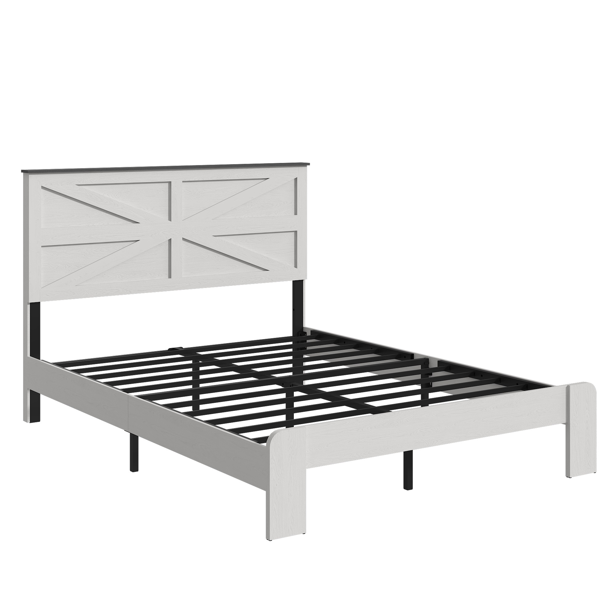 Lit plate-forme Full bois, tête lit, rangement