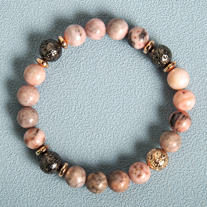 Bracelet perles pierre naturelle zèbre hématite