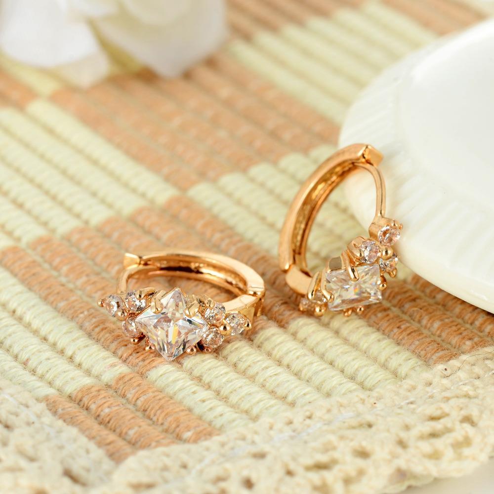 Boucles oreilles zircon carré personnalisé européen