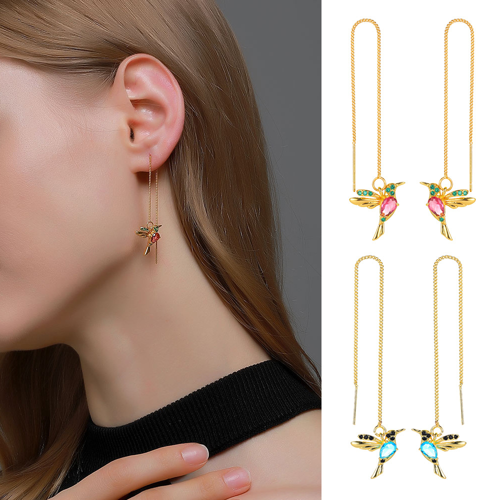 Boucles oiseau colibri cristal femme élégant