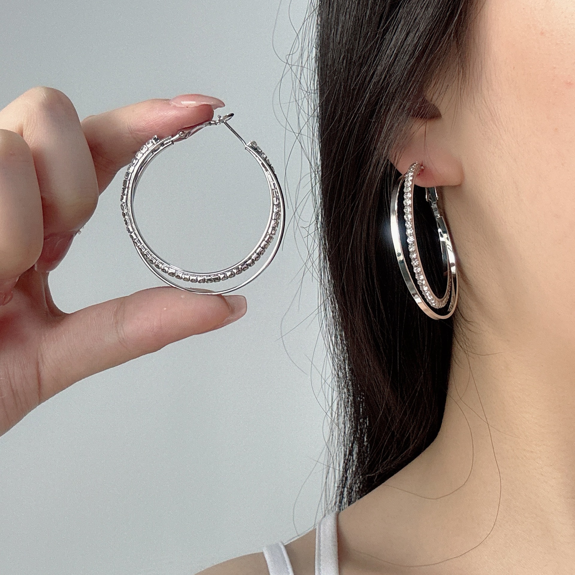 Boucles d'oreilles diamant simple bracelet coréen