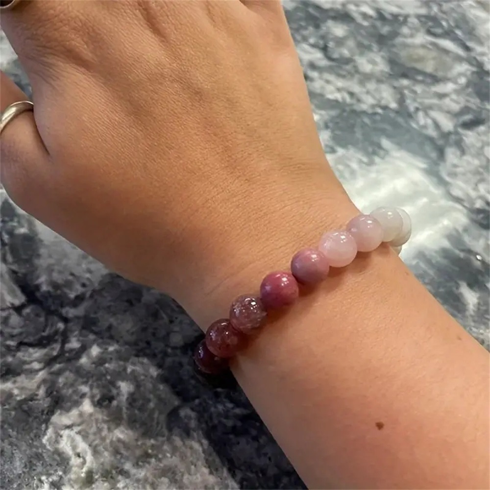 Bracelet fleur de pêcher pierre naturelle femme chic