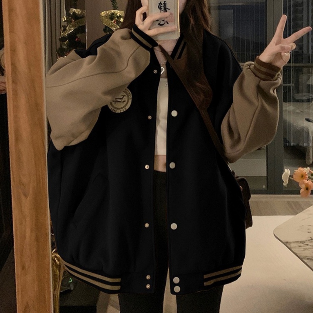 Veste baseball vintage ample automne printemps étudiante