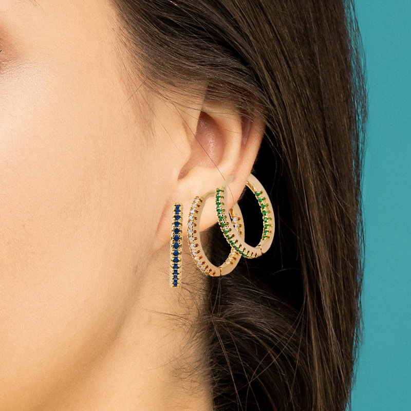 Boucles d'oreilles femme clip multicolore zircon élégant