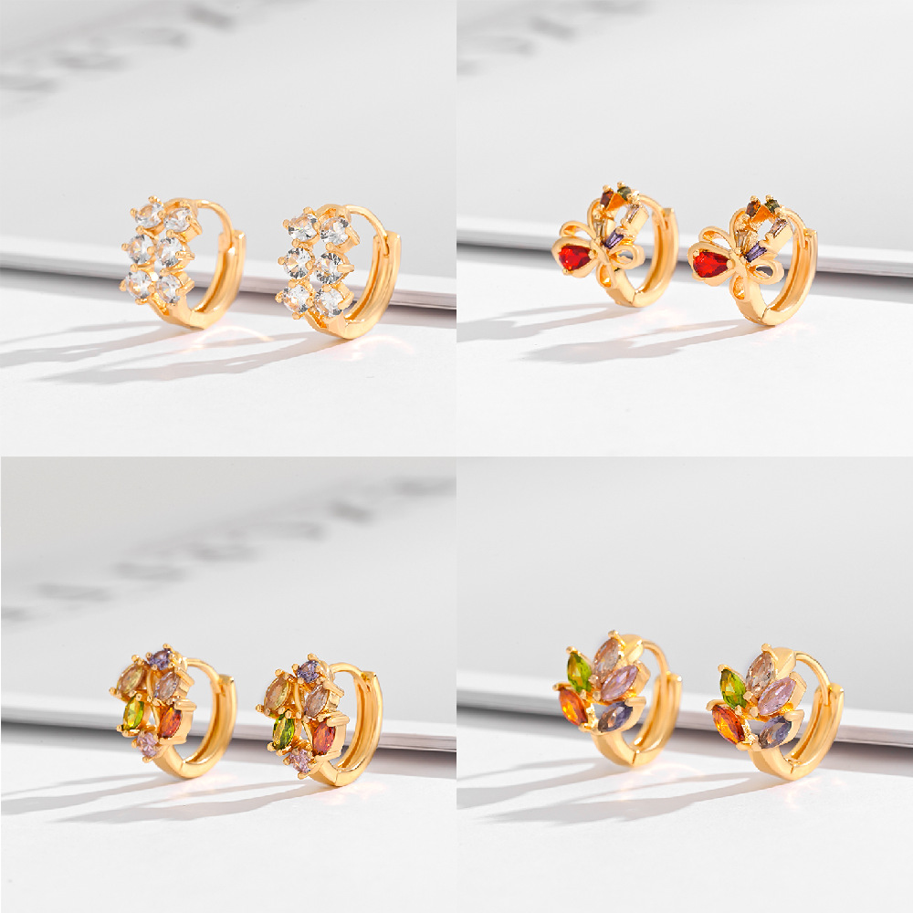 Boucles cristal zircon carré plaqué or mode polyvalente