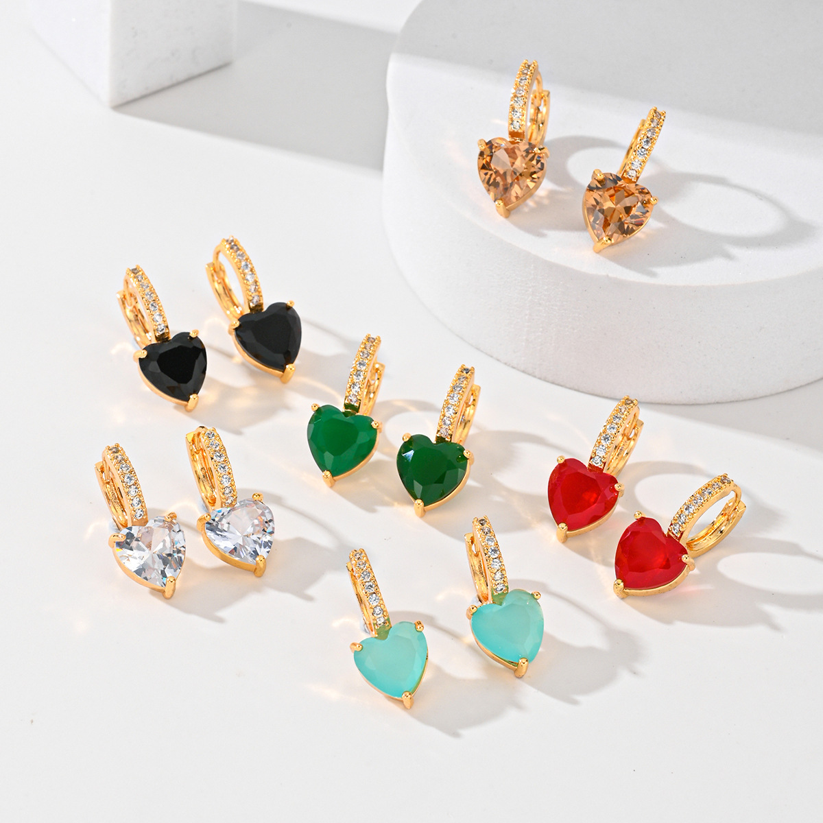 Boucles oreilles cuivre multicolore zircon