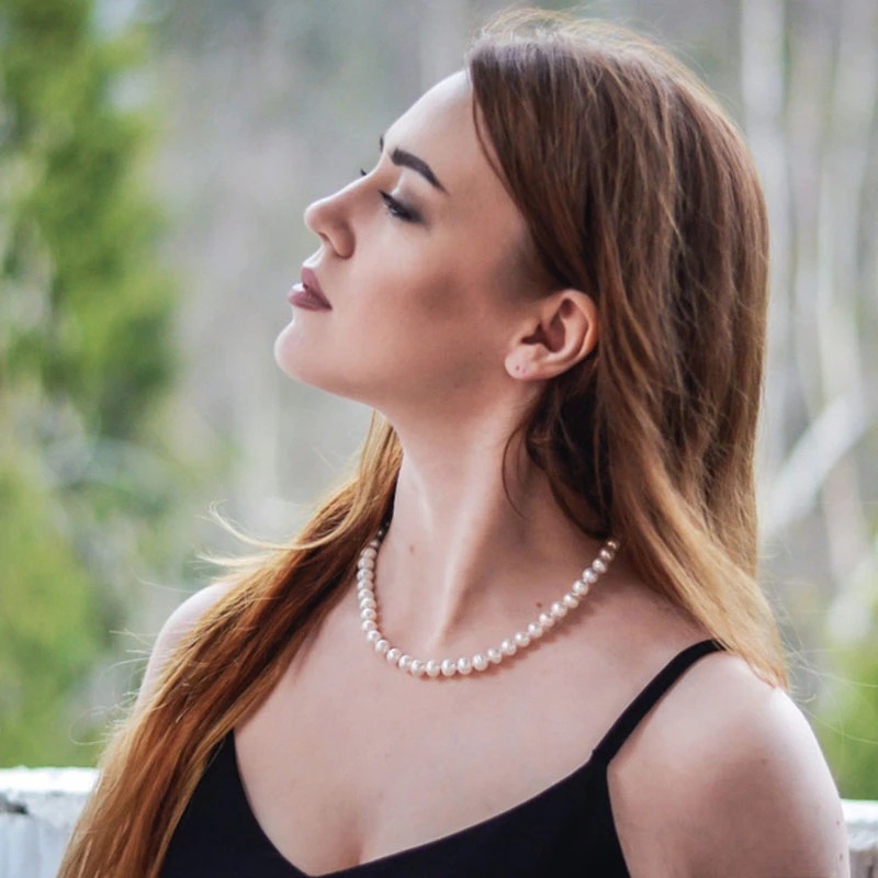 Collier perles vintage femme chic minimaliste